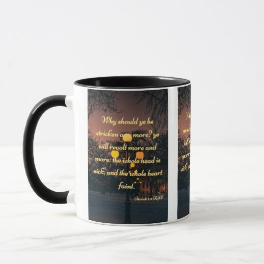 イザヤ1:5 KJVバイブル聖なる書物、 経典Pic 2-Tone Mug マグカップ (左)