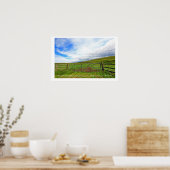 イザヤ26:3、スコットランドの野原と木製のフェンスの壁 ポスター (キッチン)