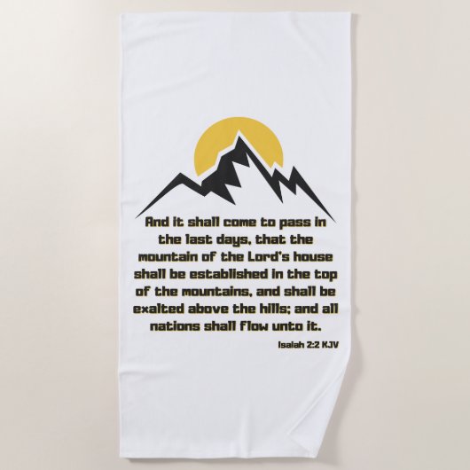イザヤ2:2聖書聖なる書物、 経典引用文KJV ビーチタオル (正面)