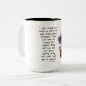 イザヤ4031聖なる書物、 経典と紫色のハイビスカス ツートーンマグカップ (正面左)