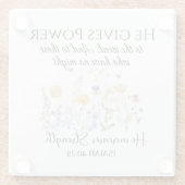 イザヤ40:29彼は力与え野花聖なる書物、 経典 ガラスコースター (裏面)