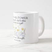 イザヤ40:29彼は力与え野花聖なる書物、 経典 ジャンボコーヒーマグカップ (正面右)