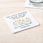 イザヤ40:29彼は力与え野花聖なる書物、 経典 スクエアペーパーコースター (アングル)