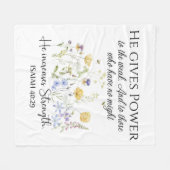 イザヤ40:29彼は力与え野花聖なる書物、 経典 フリースブランケット (正面(横))