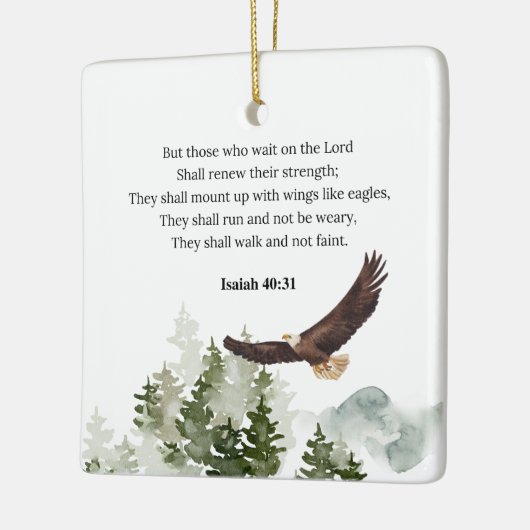 イザヤ40:31イーグルのような翼と山 セラミックオーナメント (左)