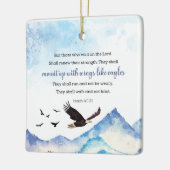 イザヤ40:31イーグルのような翼と山 セラミックオーナメント (左)