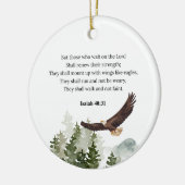 イザヤ40:31イーグルのような翼と山 セラミックオーナメント (左)