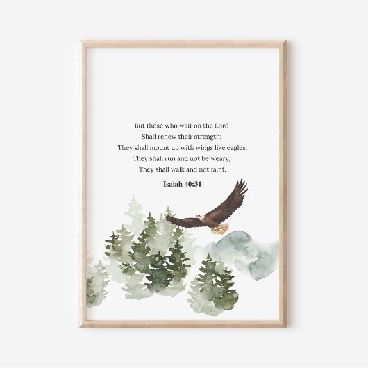 イザヤ40:31イーグルのような翼と山 ポスター