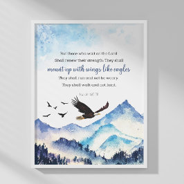 イザヤ40:31イーグルのような翼と山 ポスター