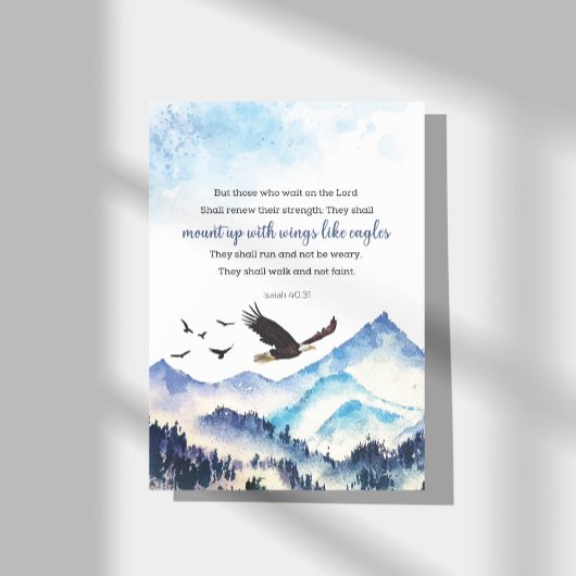 イザヤ40:31イーグルのような翼と山 ポスター