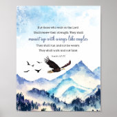 イザヤ40:31イーグルのような翼と山 ポスター (正面)