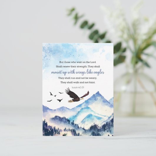 イザヤ40:31イーグルのような翼と山 ポストカード (スタンド正面)