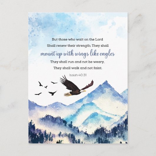 イザヤ40:31イーグルのような翼と山 ポストカード (正面)