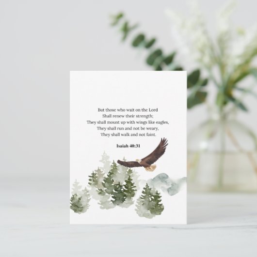 イザヤ40:31イーグルのような翼と山 ポストカード (スタンド正面)