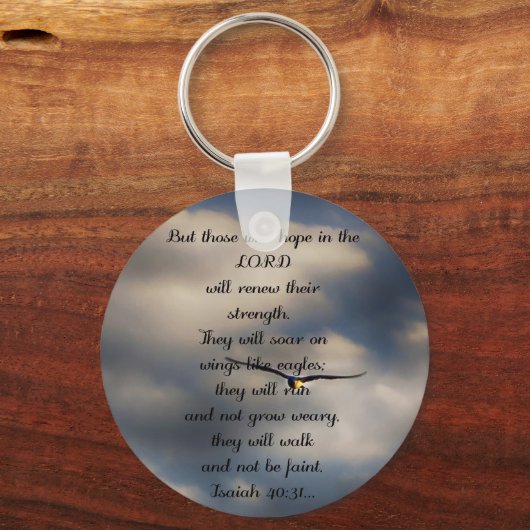 イザヤ40:31カスタムキリスト教の聖書聖句の賜物 キーホルダー (正面)
