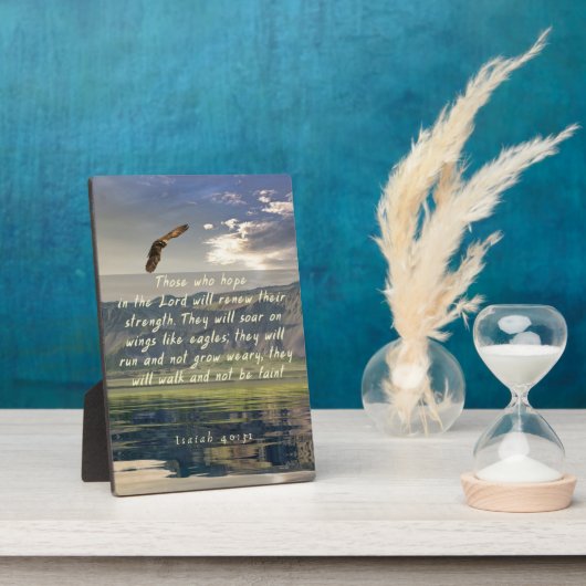 イザヤ40:31ワシの歯垢のように舞い上がる フォトプラーク (側面)