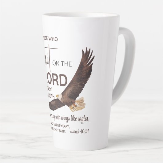 イザヤ40:31主の上に待つ者たちの聖なる書物、 経典 カフェラテマグ (右アングル)