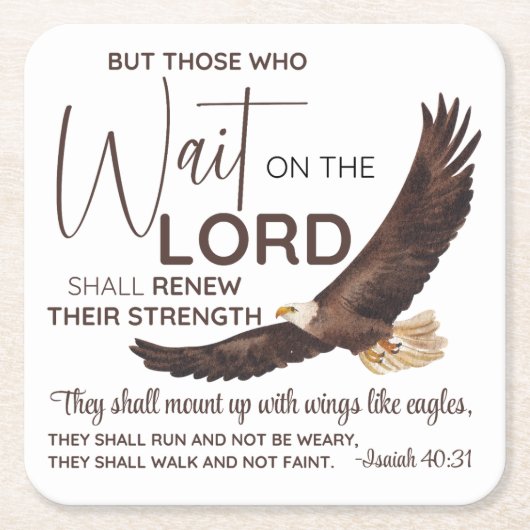 イザヤ40:31主の上に待つ者たちの聖なる書物、 経典 スクエアペーパーコースター (正面)