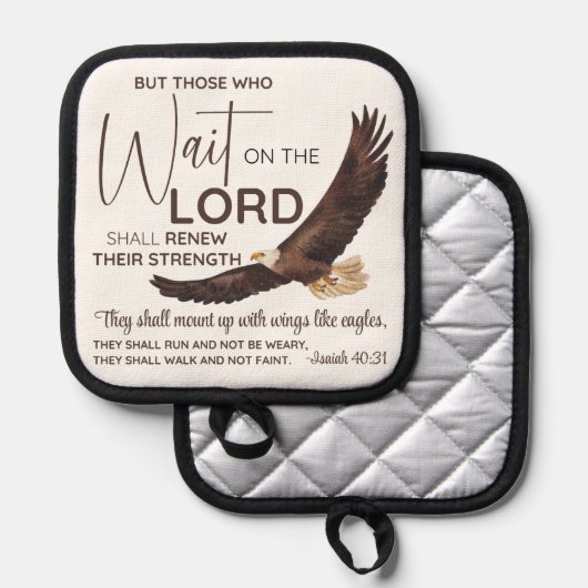 イザヤ40:31主の上に待つ者たちの聖なる書物、 経典 鍋敷き (正面/裏面)