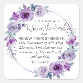 イザヤ40:31主の上に待つ者フローラ スクエアシール