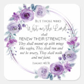 イザヤ40:31主の上に待つ者フローラ スクエアシール (正面)