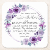 イザヤ40:31主の上に待つ者フローラ スクエアペーパーコースター (正面)