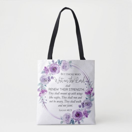 イザヤ40:31主の上に待つ者フローラ トートバッグ (正面)