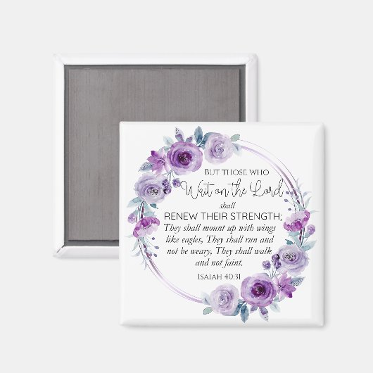 イザヤ40:31主の上に待つ者フローラ マグネット (正面/裏面)