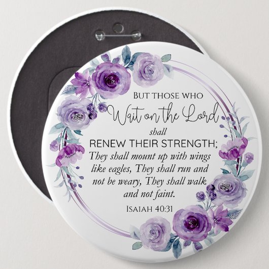 イザヤ40:31主の上に待つ者フローラ 缶バッジ (正面&裏面)