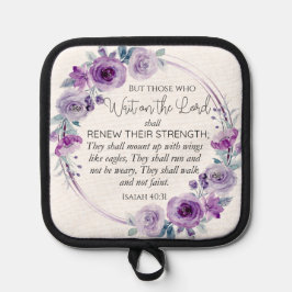 イザヤ40:31主の上に待つ者フローラ 鍋敷き