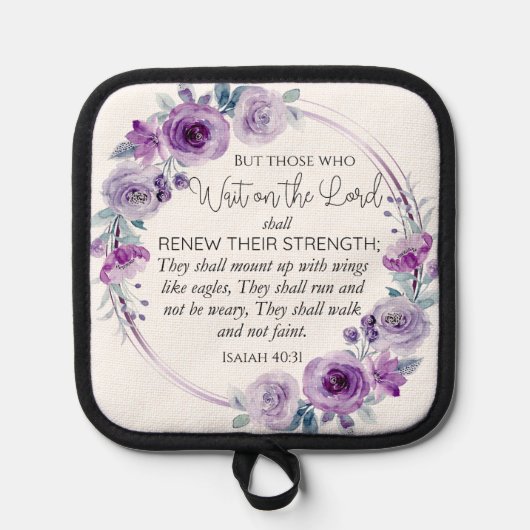 イザヤ40:31主の上に待つ者フローラ 鍋敷き (正面)
