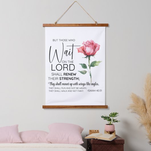 イザヤ40:31主の花を待つもの 吊り下げ型タペストリー (寝室)