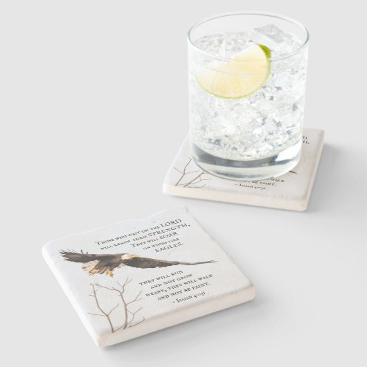 イザヤ40:31主を待つ者たち、聖書 ストーンコースター (横)