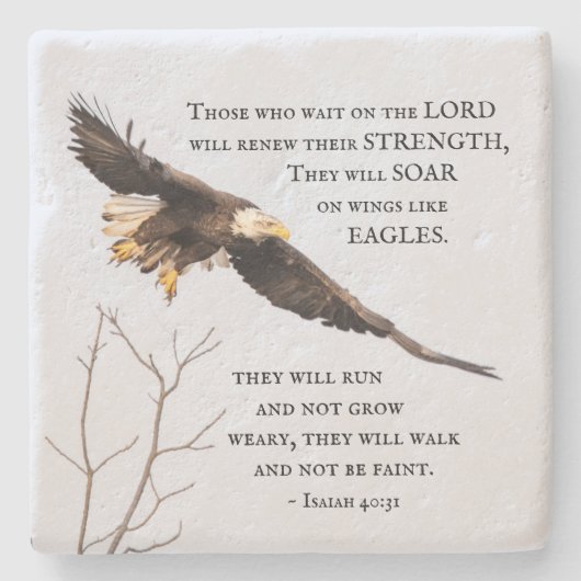 イザヤ40:31主を待つ者たち、聖書 ストーンコースター (正面)