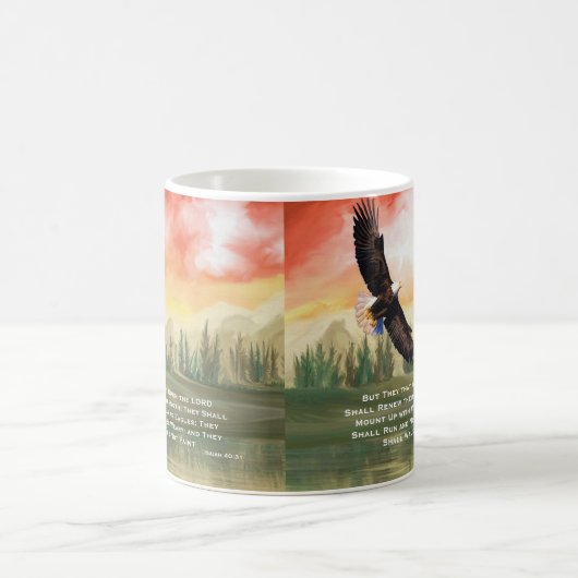 イザヤ40:31聖書の翼の山 コーヒーマグカップ (中央)