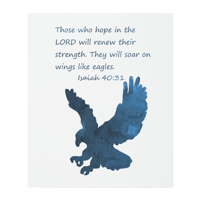 イザヤ40 31聖書詩イーグル メタルプリント (正面)