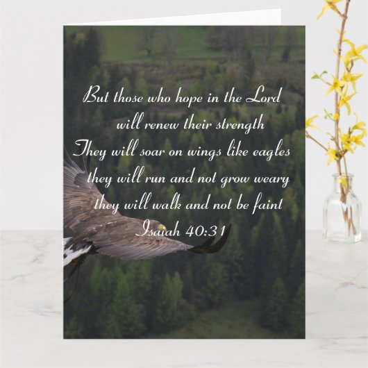 イザヤ40:31 – ワシのように翼の上に舞い上がる  カード (黄色い花)