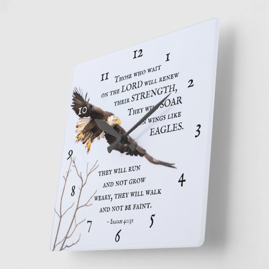 イザヤ40:31 主を待ち望む者たち、聖書 スクエア壁時計 (傾斜)
