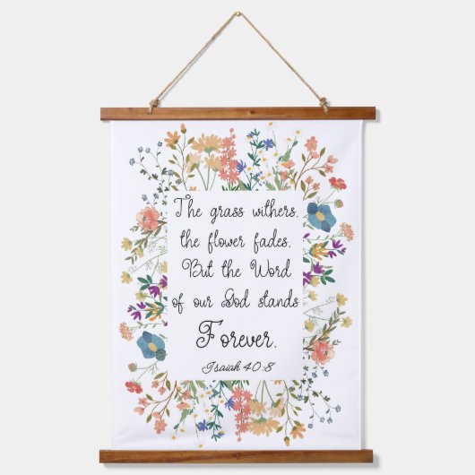 イザヤ40:8神の言葉は永遠に立つ 吊り下げ型タペストリー (正面)