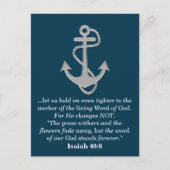 イザヤ40:8聖書の聖句の神々語いかりティール（緑がかった色）ブルー ポストカード (正面)