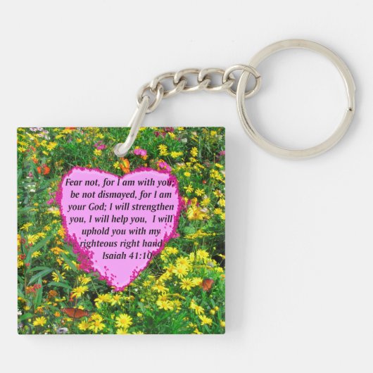 イザヤ41:10ワイルドフラワー写真デザイン キーホルダー (裏面)