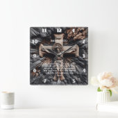 イザヤ41:10刻みイエス・クロス スクエア壁時計 (ホーム)