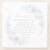 イザヤ41:10恐怖ではなく紫のフローラ聖なる書物、 経典 ガラスコースター (裏面)