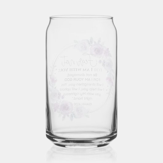 イザヤ41:10恐怖ではなく紫のフローラ聖なる書物、 経典 ガラス缶 (裏面)