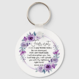 イザヤ41:10恐怖ではなく紫のフローラ聖なる書物、 経典 キーホルダー
