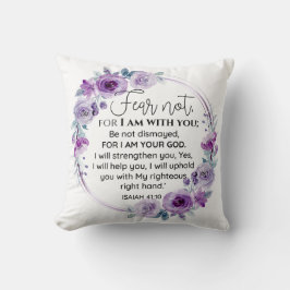 イザヤ41:10恐怖ではなく紫のフローラ聖なる書物、 経典 クッション