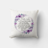 イザヤ41:10恐怖ではなく紫のフローラ聖なる書物、 経典 クッション (正面)