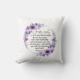 イザヤ41:10恐怖ではなく紫のフローラ聖なる書物、 経典 クッション