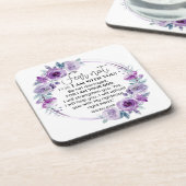 イザヤ41:10恐怖ではなく紫のフローラ聖なる書物、 経典 コースター (左側)