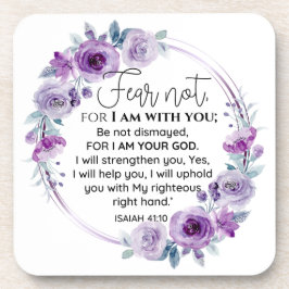 イザヤ41:10恐怖ではなく紫のフローラ聖なる書物、 経典 コースター